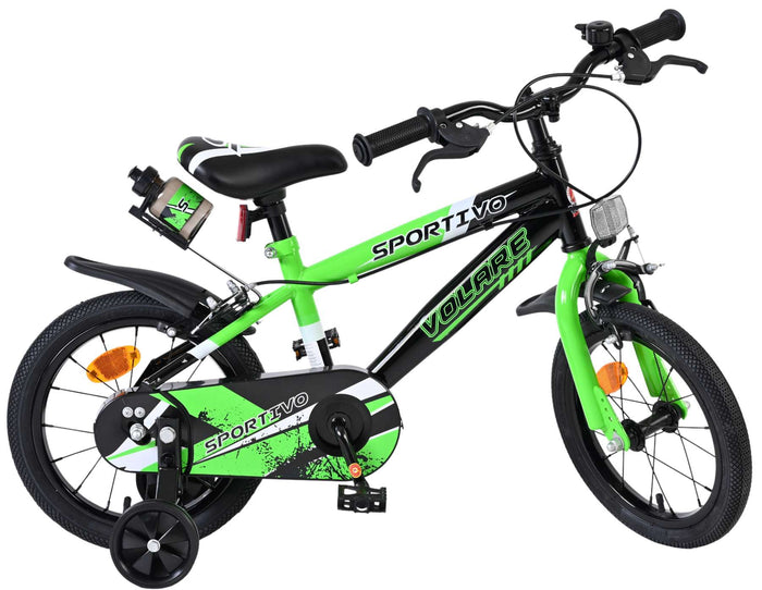 Volare Sportivo Barncykel 14 tum, dubbla handbromsar, Grön - För barn 5-5 år