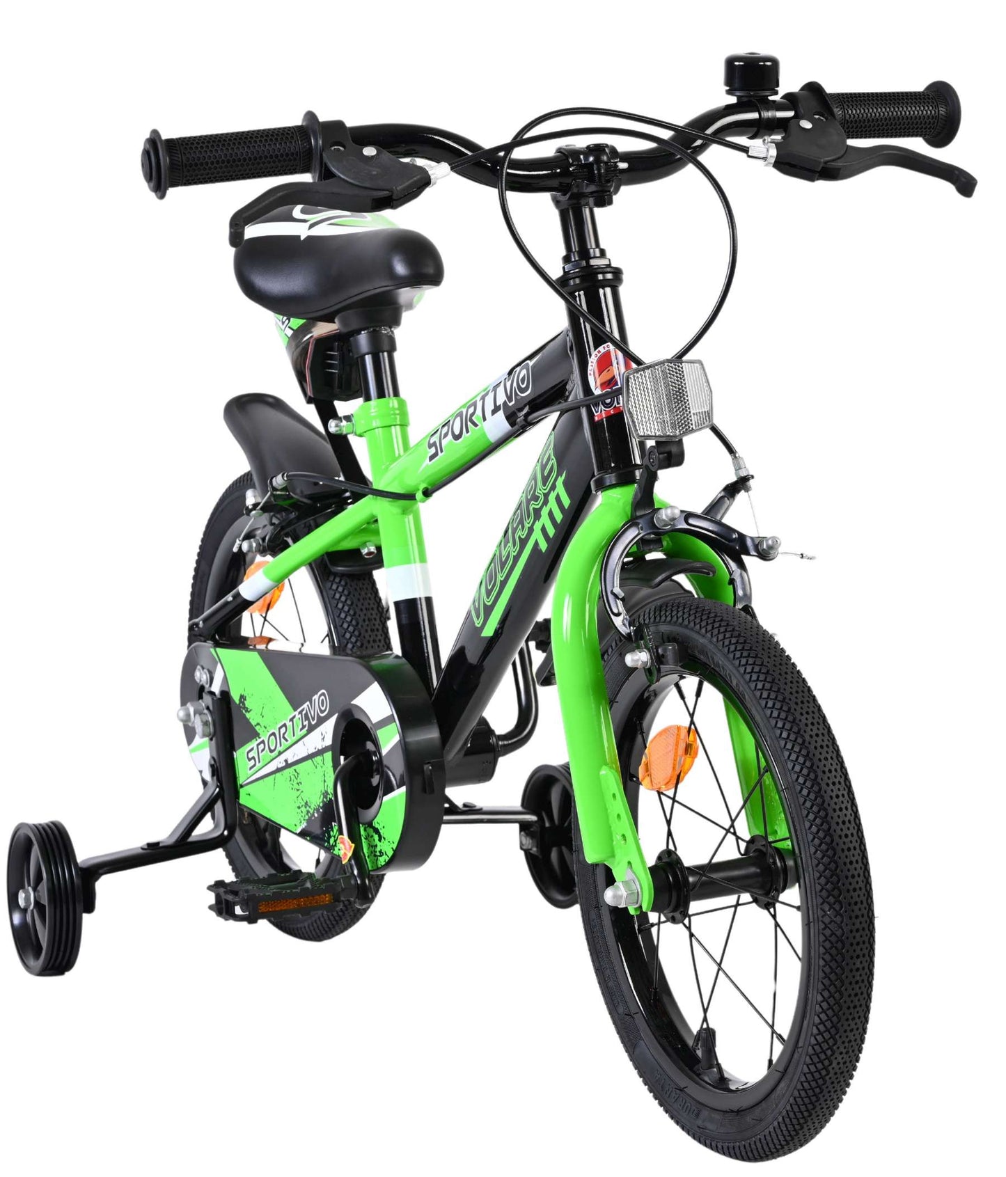Volare Sportivo Barncykel 14 tum, dubbla handbromsar, Grön - För barn 5-5 år