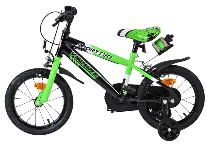 Volare Sportivo Barncykel 14 tum, dubbla handbromsar, Grön - För barn 5-5 år