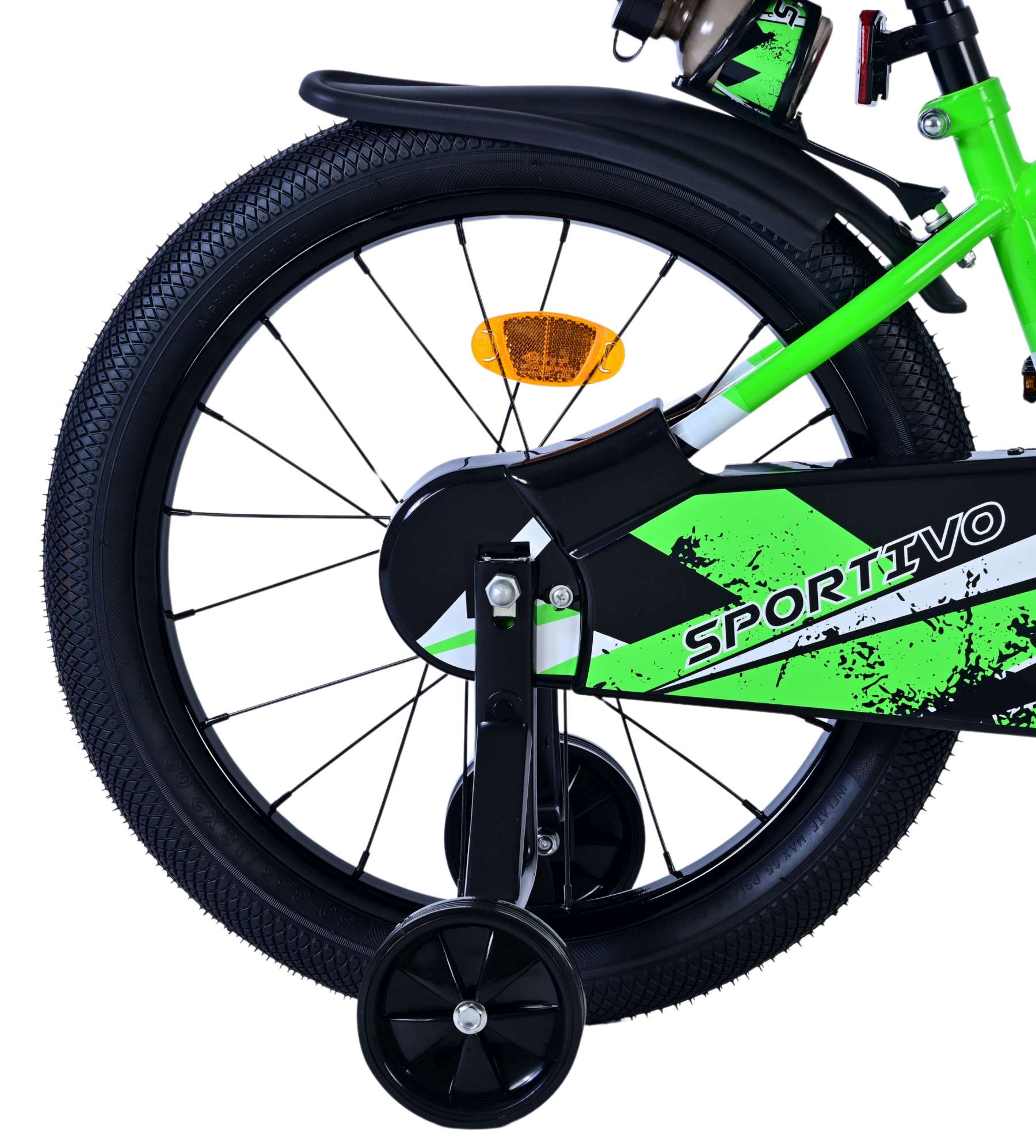 Volare Sportivo Barncykel 18 tum, Grön Svart - Lilla Cykelbutiken