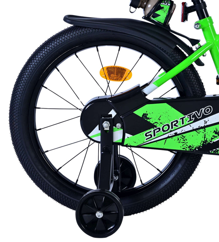 Volare Sportivo Barncykel 18 tum, Grön Svart - Lilla Cykelbutiken