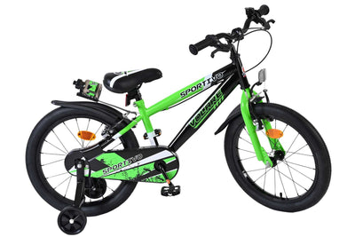 Volare Sportivo 18-tums barncykel, Grön dubbla handbromsar - För barn 4-7 år