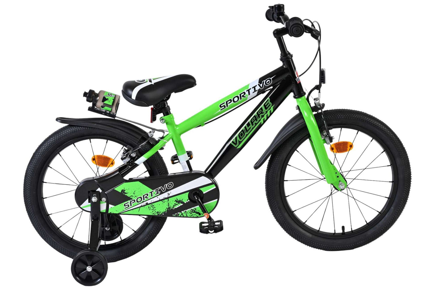 Volare Sportivo 18-tums barncykel, Grön dubbla handbromsar - För barn 4-7 år