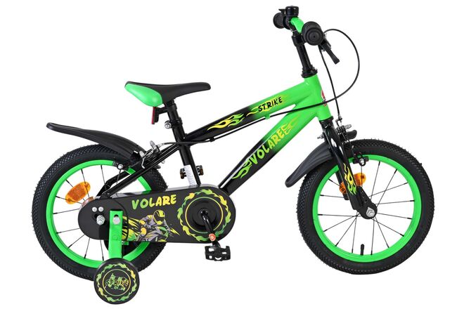 Volare Strike Barncykel 14 tum, dubbla handbromsar, Grön - För barn 5-5 år