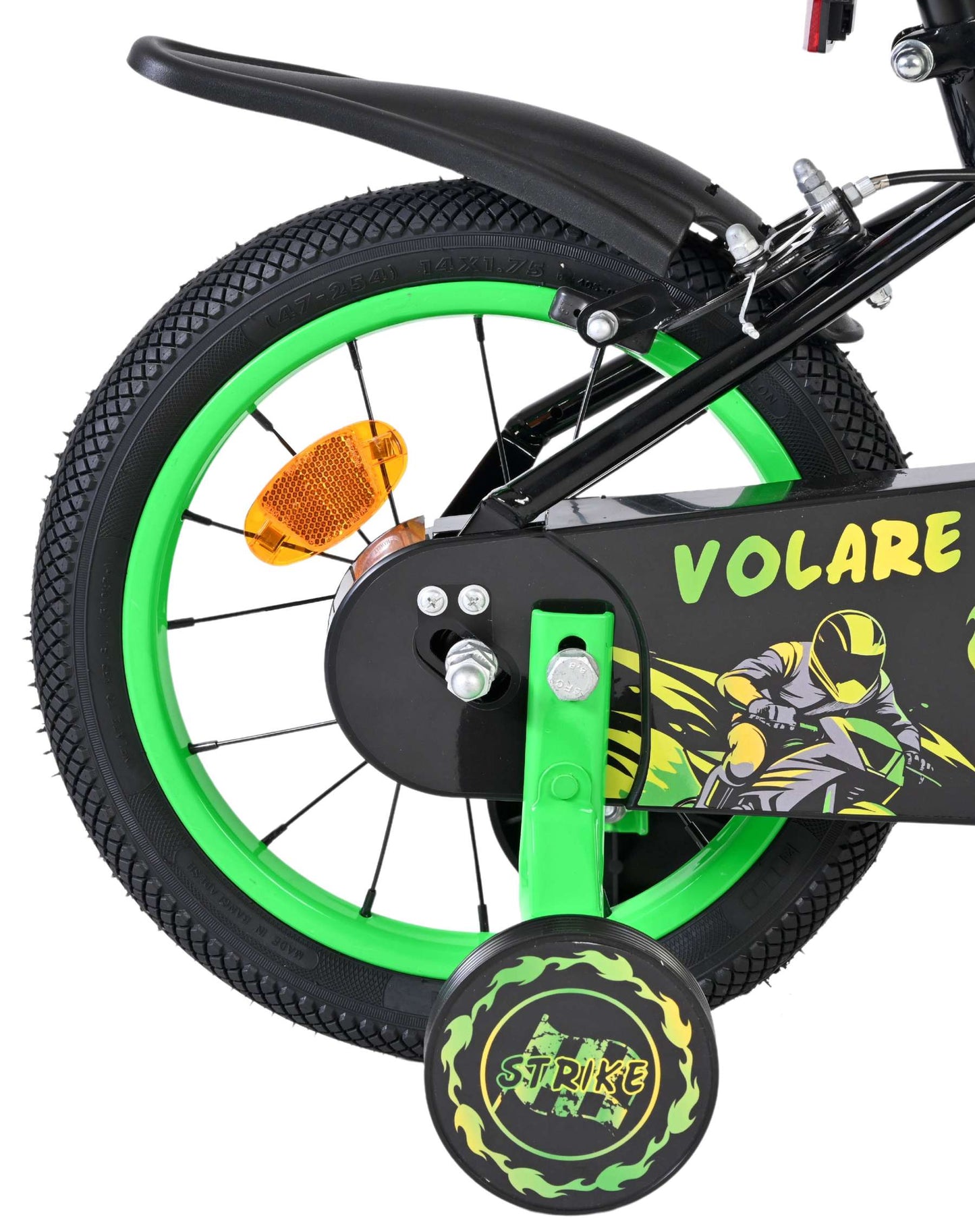 Volare Strike Barncykel 14 tum, dubbla handbromsar, Grön - För barn 5-5 år