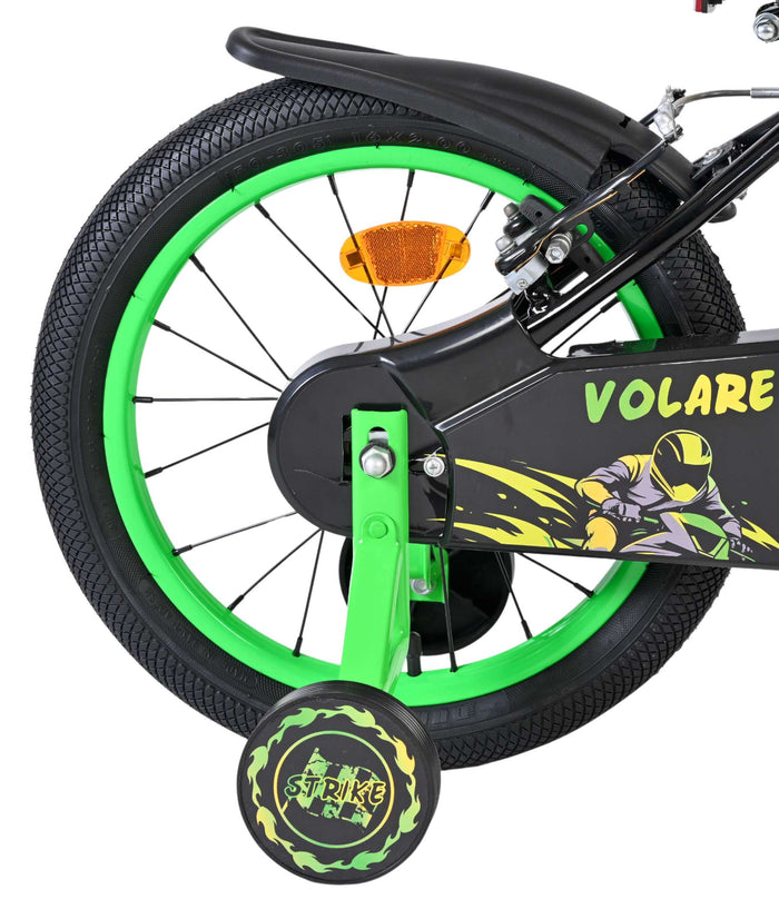 Volare Strike Barncykel 16 tum, dubbla handbromsar, Grön - För barn 4-6 år