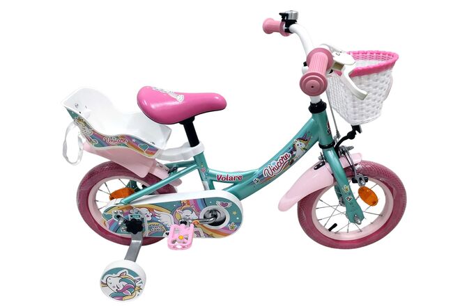 Volare Unicorn Barncykel 12 tum, Grön - För barn 3-4 år