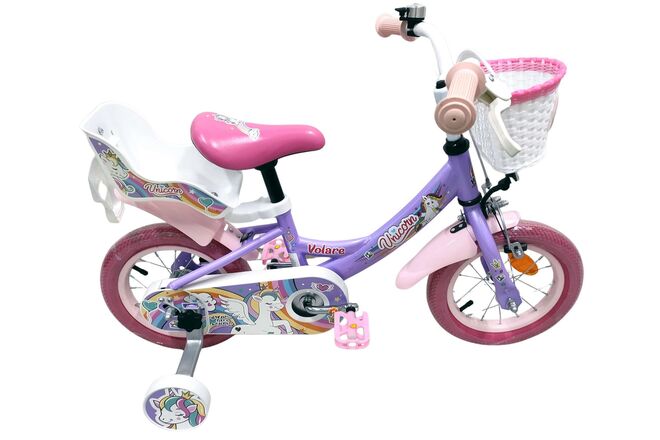 Volare Unicorn Barncykel 12 tum, Lila - För barn 3-4 år