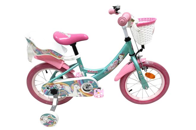 Volare Unicorn Barncykel 14 tum, Grön - För barn 5-5 år