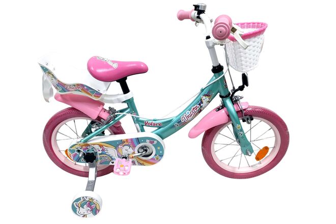 Volare Unicorn Barncykel 14 tum, dubbla handbromsar, Grön - För barn 5-5 år