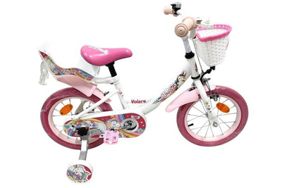 Volare Unicorn Barncykel 14 tum, Vit - För barn 5-5 år
