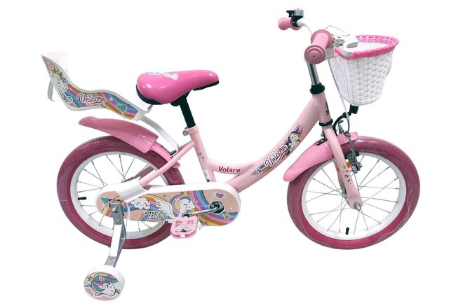 Volare Unicorn Barncykel 16 tum, Rosa - För barn 4-6 år
