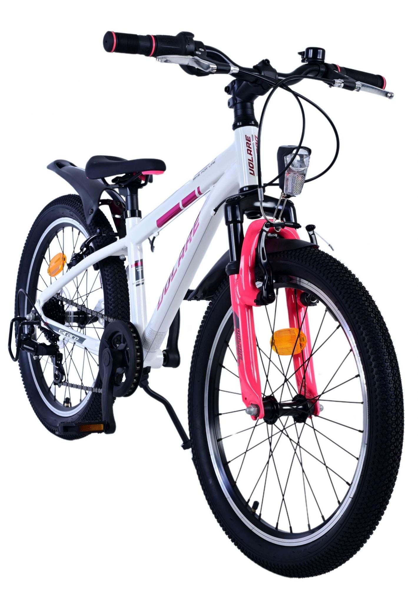 Volare XC Race Barncykel 20 tum, 7 Växlar Vit Rosa - Lilla Cykelbutiken