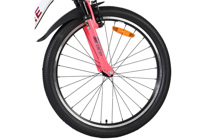 Volare XC Race 24 Tum Barncykel, Vit/Rosa med Shimano 3 Växlar - För barn 8-10 år