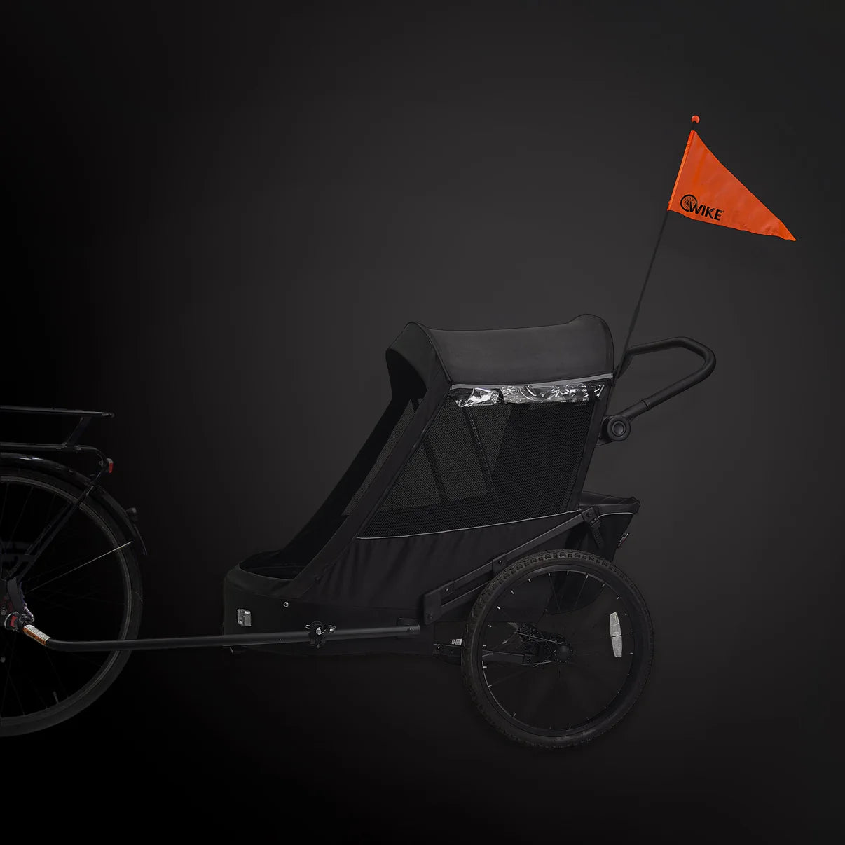 Wike Premium Suspension Cykelvagn för Barn – 2 Sits, 3-i-1 (Cykel, Barnvagn & Jogging)