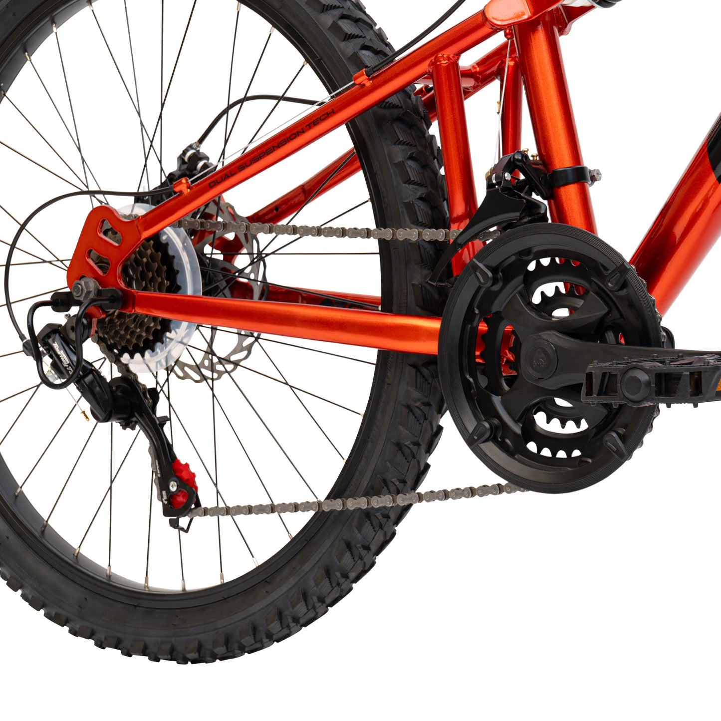 Huffy Marker 24 tum Röd, Fullfjädrad Mountainbike för Barn 8–12 år