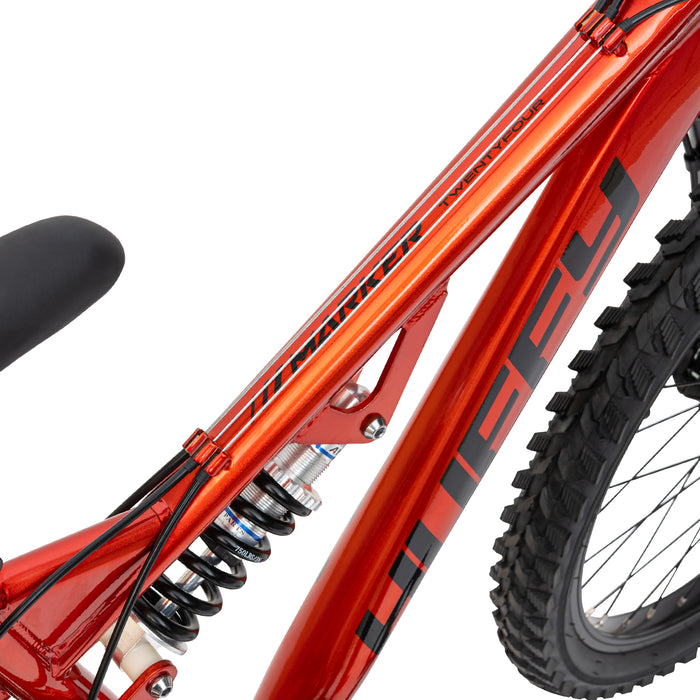 Huffy Marker 24 tum Röd, Fullfjädrad Mountainbike för Barn 8–12 år