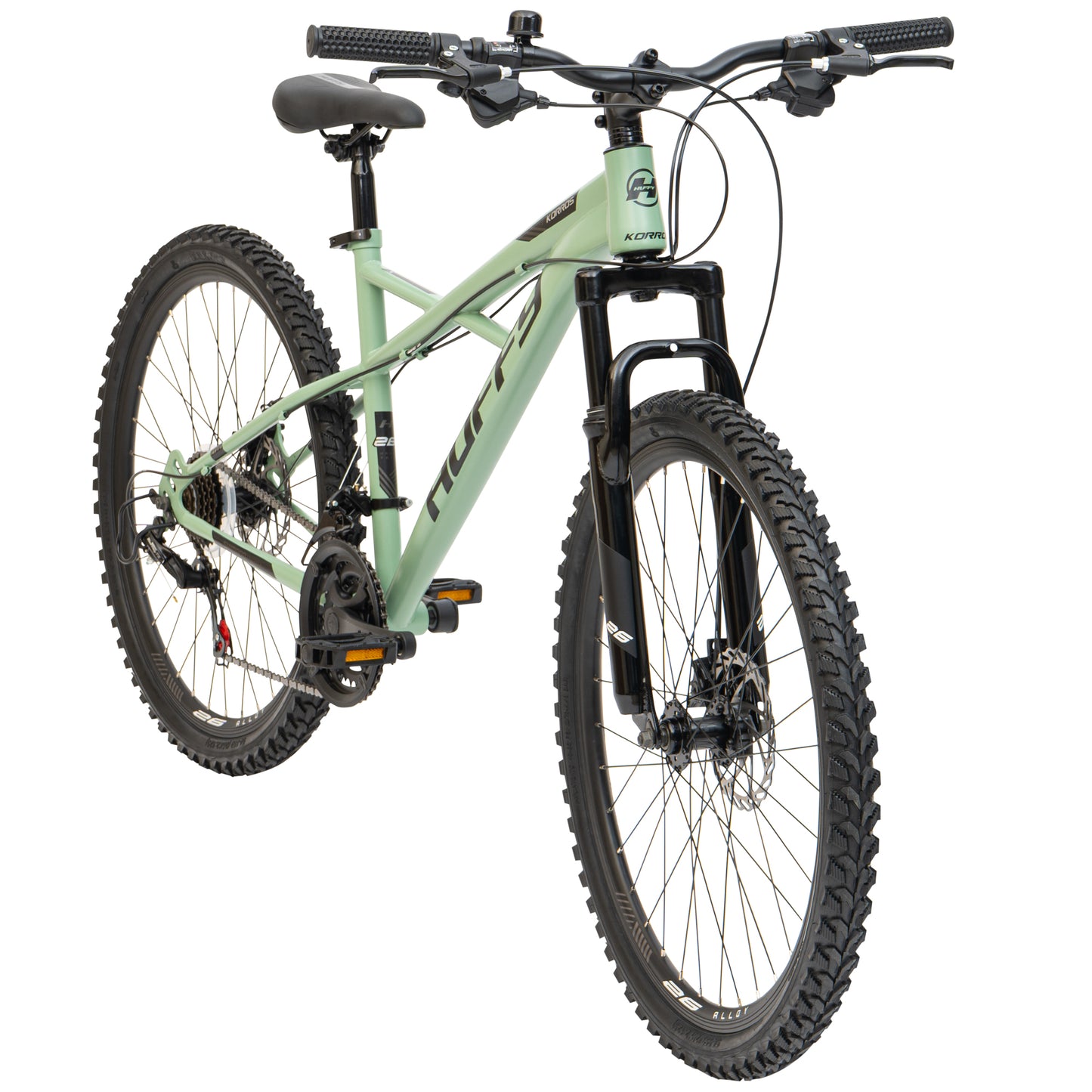 Huffy Korros 26 tum Hardtail MTB, 21 Shimano-växlar & X-frame (Grön)
