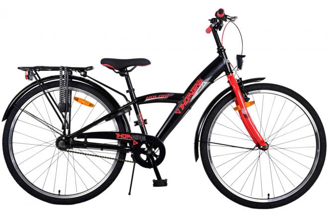 Volare Thombike Barncykel 26 tum, Svart Röd 3 Växlar - Lilla Cykelbutiken